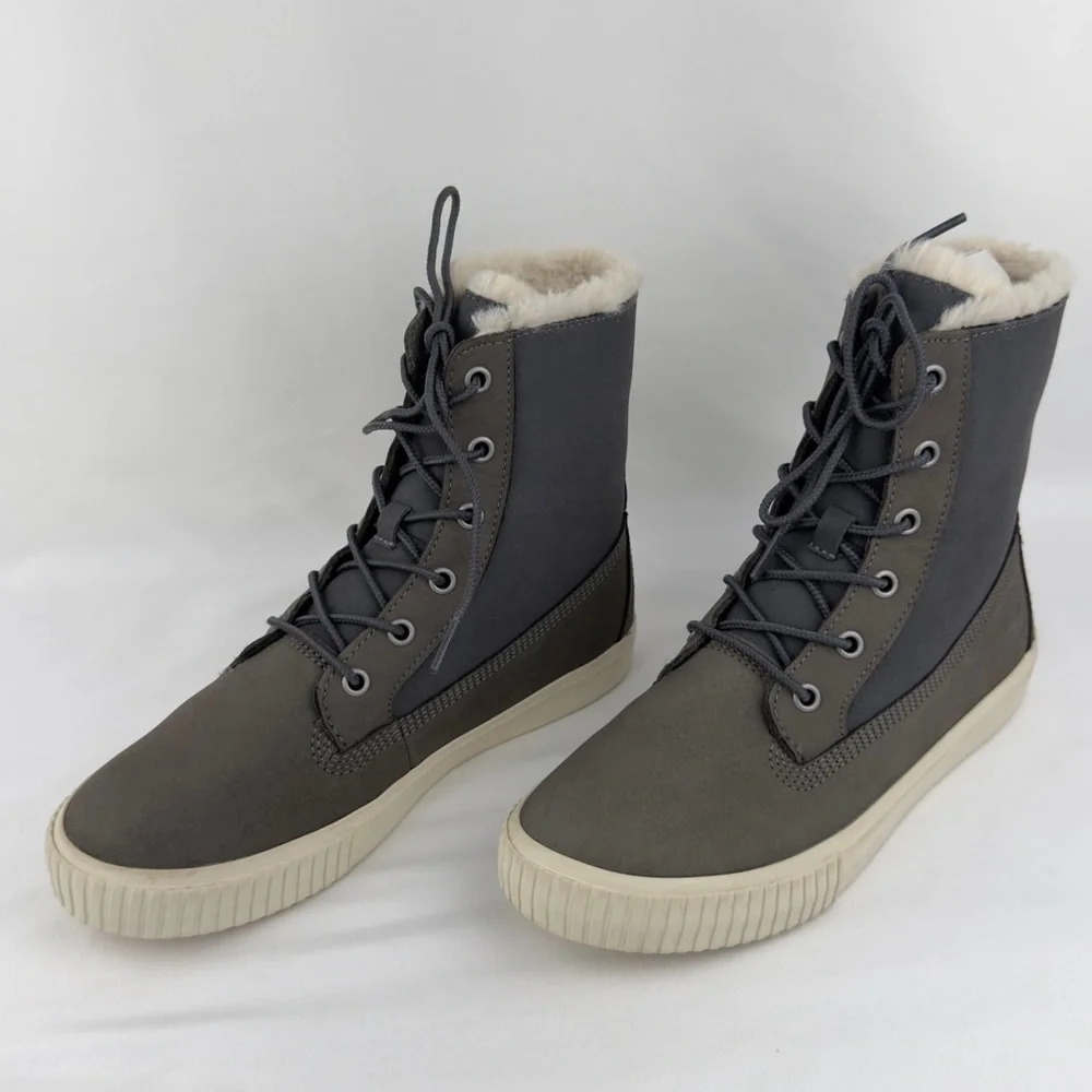 Timberland Womens Skyla Bay Fold-Down Fleece Boots Gray Sz 7